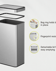 EKO Nova 21 Gallon/80 Liter Stainless Steel Motion Sensor Trash Can – Bag ring holds bag in place - Fingerprint resistant - Detachable lid for easy emptying