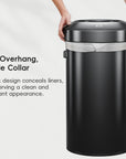 EKO Urban Round Open Top Can Commercial Grade 120L / 32 Gal Black Stainless Steel – No Overhang, Wide Collar - Sleek design conceals liners, preserving a clean and elegant appearance