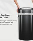 EKO Urban Round Open Top Can Commercial Grade 90L / 23.7 Gal Black Stainless Steel Trash Can – No Overhang, Wide Collar- Sleek design conceals liners, preserving a clean and elegant appearance