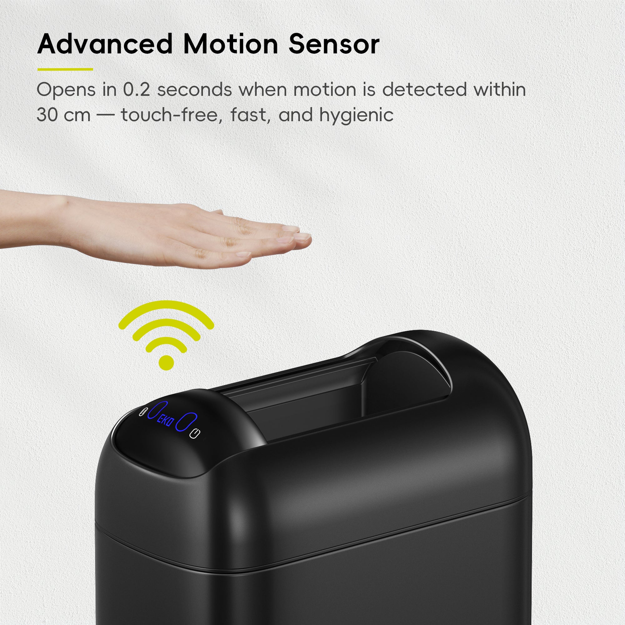EKO Astro  10L / 2.6 Gallon Slim Sensor Trash Can with Soft-Close Butterfly Lid-Matte Black – Advanced Motion Sensor