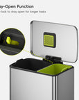 Neo-Cube 28+18L / 7.4+4.8 Gal Dual Compartment Stainless Steel Step Trash Can