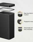 EKO Nova 21 Gallon/80 Liter Black Stainless Steel Rectangular Touchless Motion Sensor Trash Can – Bag ring holds bag in place - Fingerprint resistant - Detachable lid for easy emptying