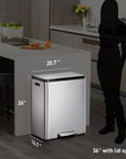 EKO EcoCasa II Step Recycling Can - Dual Compartment 20L+20L – Dimensions