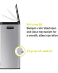 EKO EcoCasa II Step Recycling Can - Dual Compartment 20L+20L – Soft close lid - Fingerprint resistant