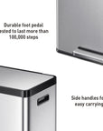 EKO EcoCasa II Step Recycling Can - Dual Compartment 20L+20L – Durable foot pedal tested to last more than 100,000 steps - Side handles for
easy carrying