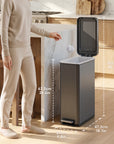 Hudson Slim 13.2 Gal Stainless Steel Step Trash Can-Gunmetal Gray