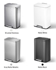 EKO Madison Step Can with Liner – 50L / 13.2 Gal - Matte White – Brushed Stainless - Grey Matte Metallic - Matte Black