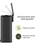 EKO Madison Step Can with Liner – 50L / 13.2 Gal – Matte Black – Soft close lid for smooth, silent operation.