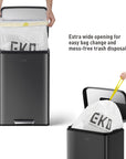 EKO Madison Step Can with Liner – 50L / 13.2 Gal – Matte Black – Extra wide opening for easy bag change and
mess-free trash disposals