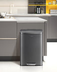 EKO Madison Step Can with Liner – 50L / 13.2 Gal – Gray Matte Metallic – Kitchen