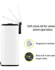 EKO Madison Step Can with Liner – 50L / 13.2 Gal - Matte White – Soft close lid for smooth, silent operation