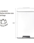 EKO Madison Step Can with Liner – 50L / 13.2 Gal - Matte White – Fits standard
13 Gallon kitchen size trash bags