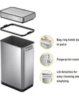 EKO Deluxe Mirage-T Stainless Steel Motion Sensor Can - 50 Liter / 13.2 Gallon – Bag ring holds bag
in place - Fingerprint resistant - Lid detaches for easy cleaning and
emptying