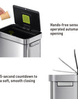 EKO Deluxe Mirage-T Stainless Steel Motion Sensor Can - 50 Liter / 13.2 Gallon – Hands-free sensor
operated automatic
opening