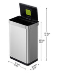 EKO Deluxe Mirage-T Stainless Steel Motion Sensor Can - 50 Liter / 13.2 Gallon – Dimensions