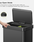 Econova 8+8 Gallon Dual Compartments Motion Sensor Trash Can - Matte Black