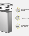 Nova 21 Gallon/80 Liter Stainless Steel Motion Sensor Trash Can
