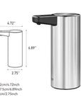 EKO Deluxe Aroma Smart Liquid Soap Dispenser - Stainless Steel – Dimensions