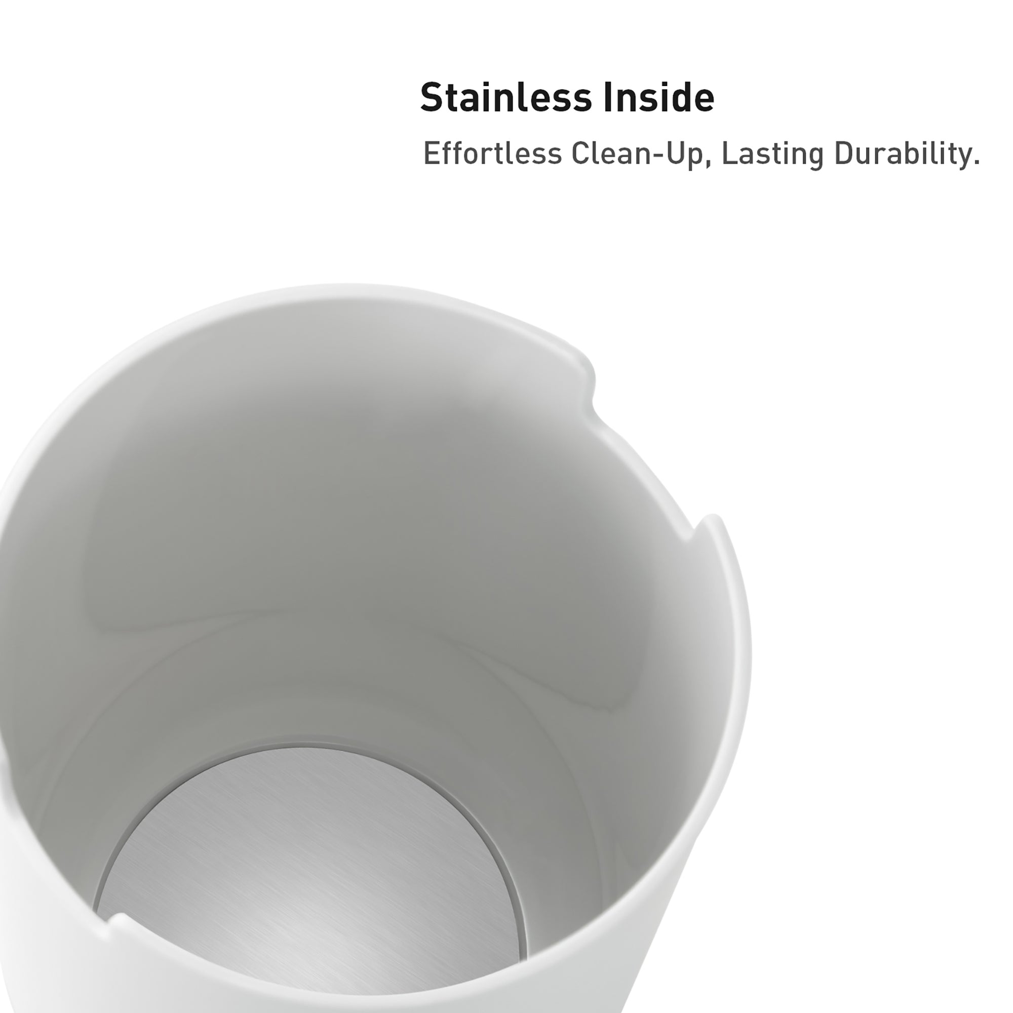 EKO Fandy Table Bin with Swing-Top Lid - White 1.5L / 0.4 Gal – Stainless Inside