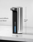 EKO Aroma Smart Liquid Soap Dispenser - Chrome Metallic – Dimensions