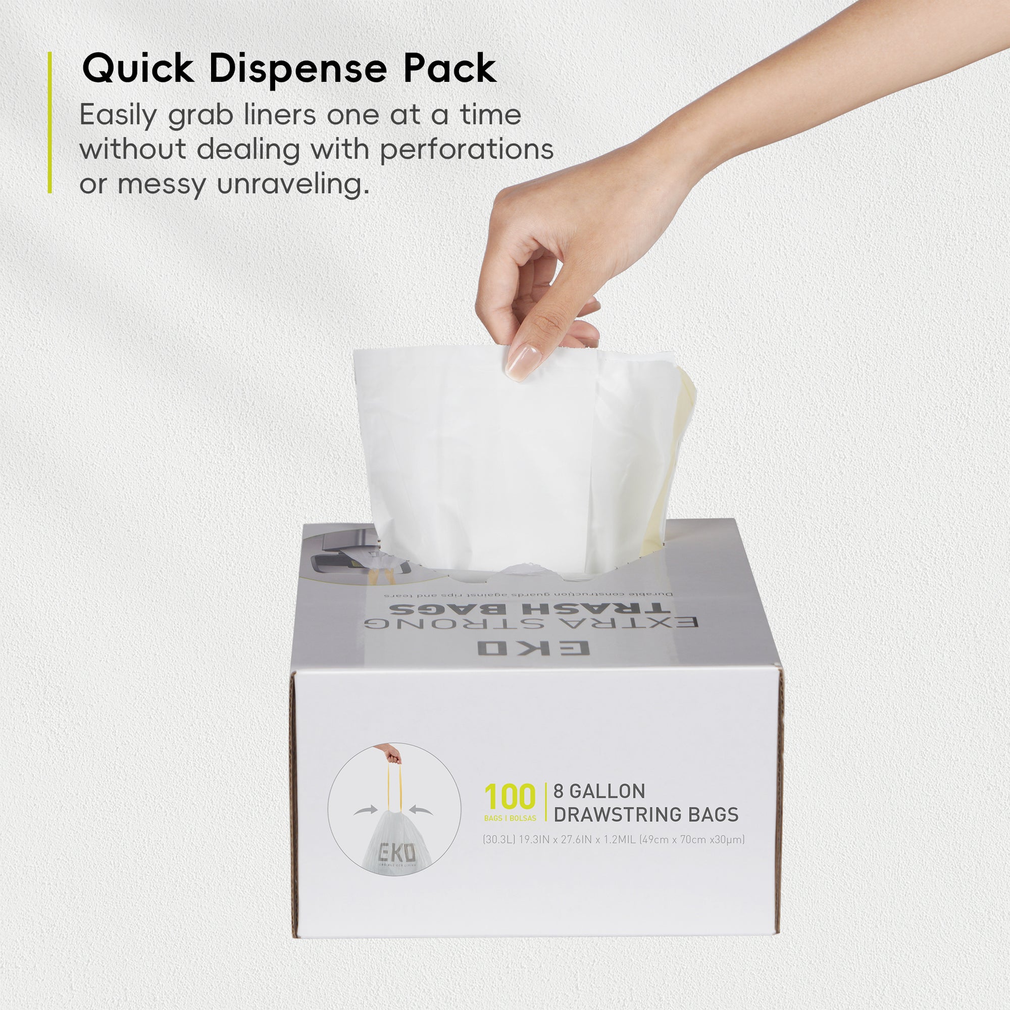 EKO Code B - 2.6 Gallon Easy-Dispense Roll Trash Bag - 80 Count (7-10L) – Quick Dispense Pack