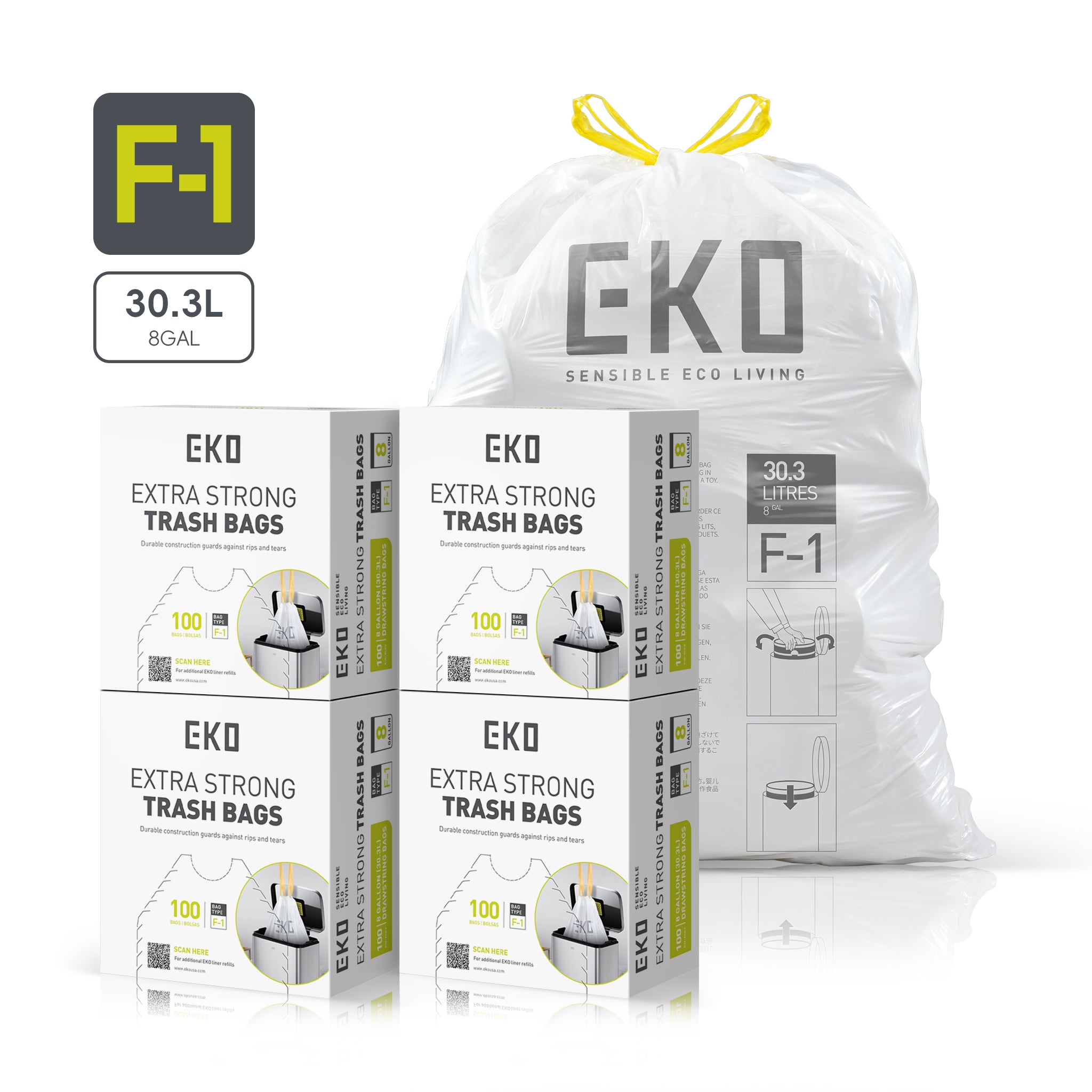 Code F-1 Slim Trash Bags, 8 Gal – Home by EKO