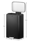 Maxwell Step On Foot Pedal Trash Can, 13.2 Gallon/50L Matte Black Steel