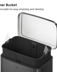 Maxwell Step On Foot Pedal Trash Can, 13.2 Gallon/50L Matte Black Steel