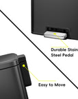 Maxwell Step On Foot Pedal Trash Can, 13.2 Gallon/50L Matte Black Steel