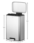 Maxwell Dual Compartment 20L+25L Step Trash Can, Brushed Stainless Steel Finish