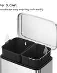 Maxwell Dual Compartment 20L+25L Step Trash Can, Brushed Stainless Steel Finish