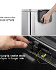 EKO Madison Step Can with Liner – 50Liter / 13.2 Gallon – Stainless Steel – Side handles for easy carrying