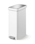 Hudson Slim 50 Liter / 13 Gallon Matte White Step Trash Can with Lid