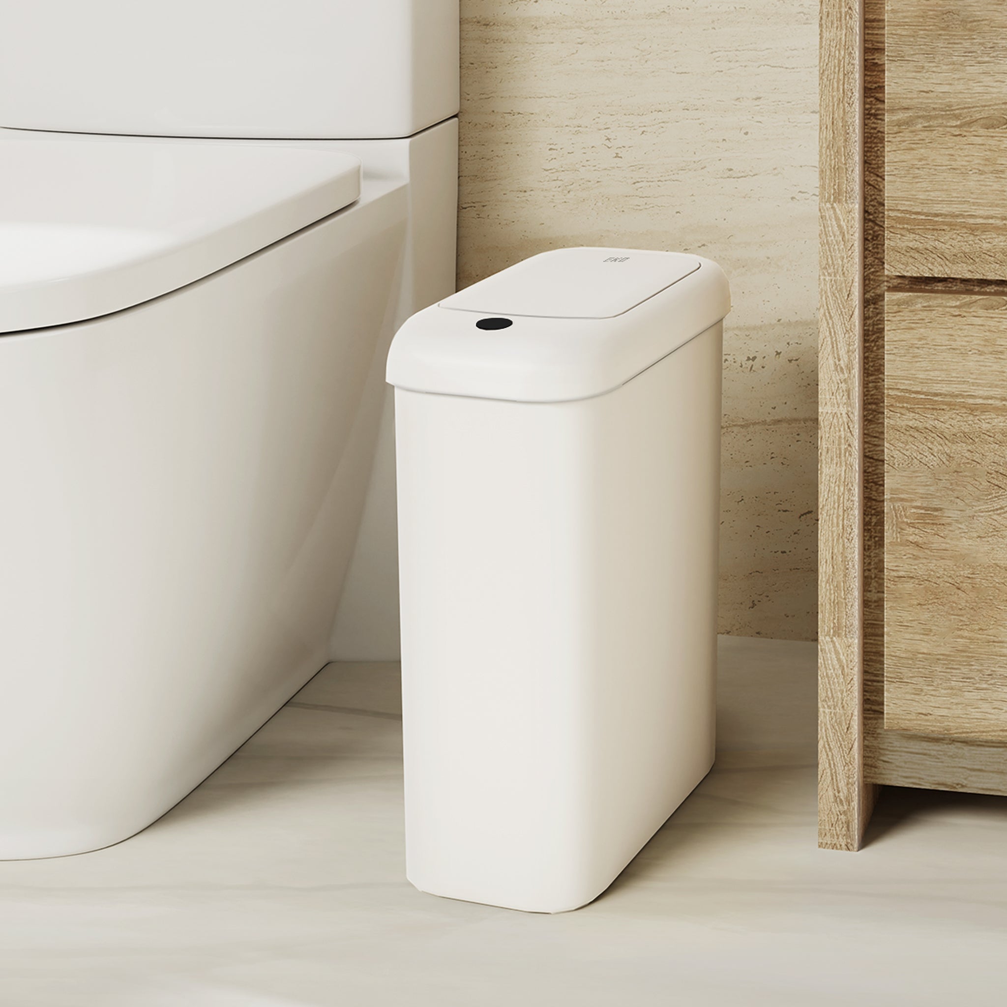 Morandi Slim Bathroom Trash Can - 10L /2.6 Gallon - White