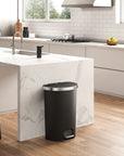 HANA Semi-Round 55L/ 14.5 Gallon Plastic Resin Step Kitchen Trash Can-Black