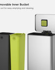 Neo-Cube 28+18L / 7.4+4.8 Gal Dual Compartment Stainless Steel Step Trash Can