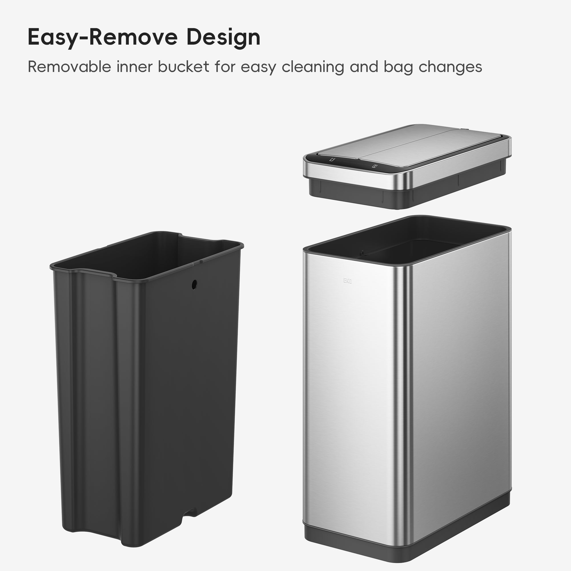 Deluxe Phantom Motion Sensor Trash Can Stainless Steel 45 L / 11.9 Gal