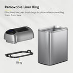 EKO Astro 10L / 2.6 Gallon Slim Sensor Trash Can with Butterfly Lid-Matte Stainless Steel – Removable Liner Ring