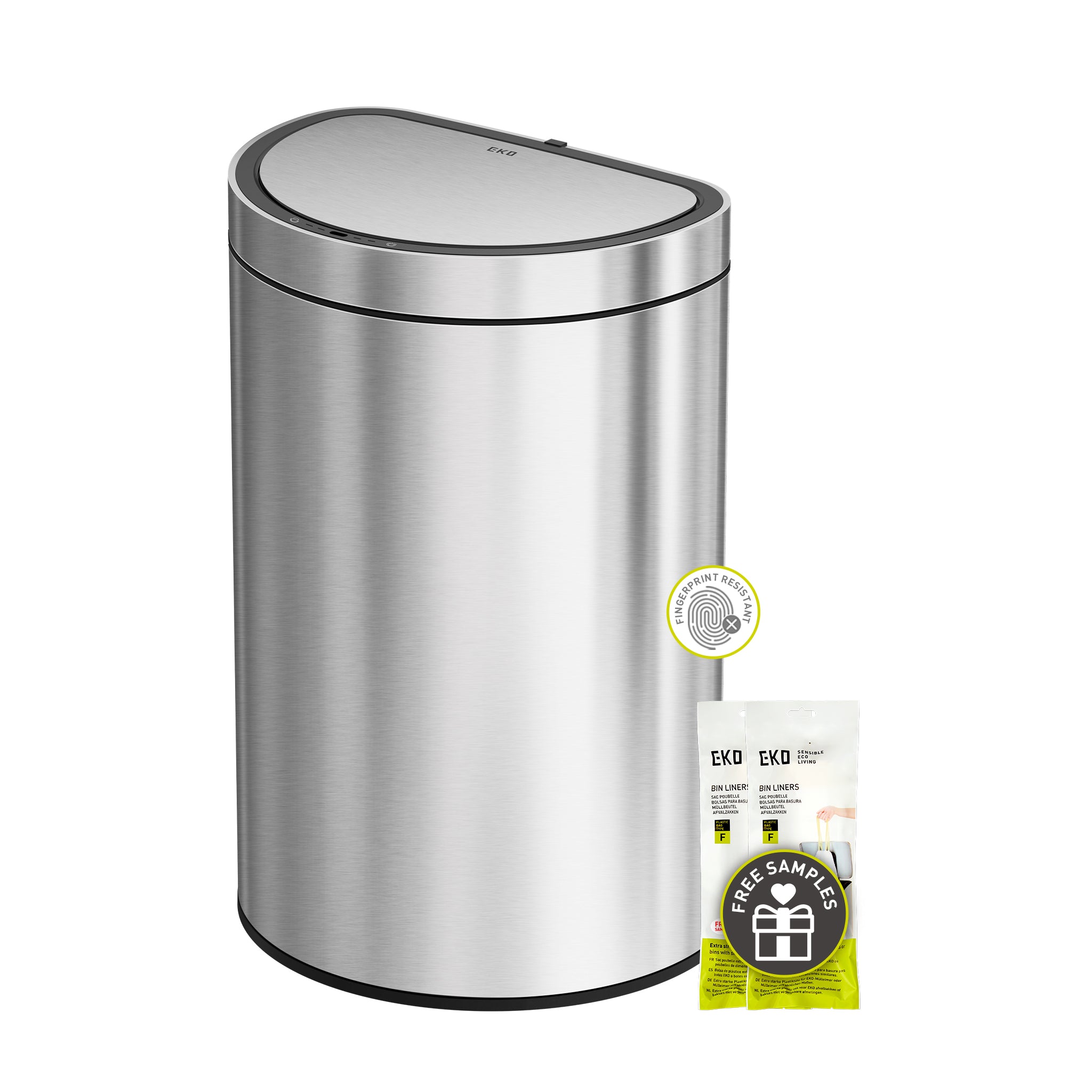 Mirage Semi-Round Motion Sensor Trash Can, 47 Liter / 12.4 Gallon