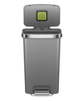 HANA 45L/ 11.9 Gallon Plastic Resin Step Kitchen Trash Can-Gray