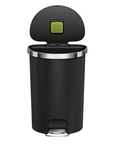 HANA Semi-Round 55L/ 14.5 Gallon Plastic Resin Step Kitchen Trash Can-Black