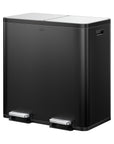EcoCasa Plus 2 x 10.6 Gal Dual Recycling Trash Can for Kitchen-Matte Black