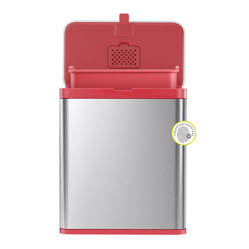 Deluxe Puro Compost Bin with Liner - 7L / 1.85 Gal (Stainless & Red)