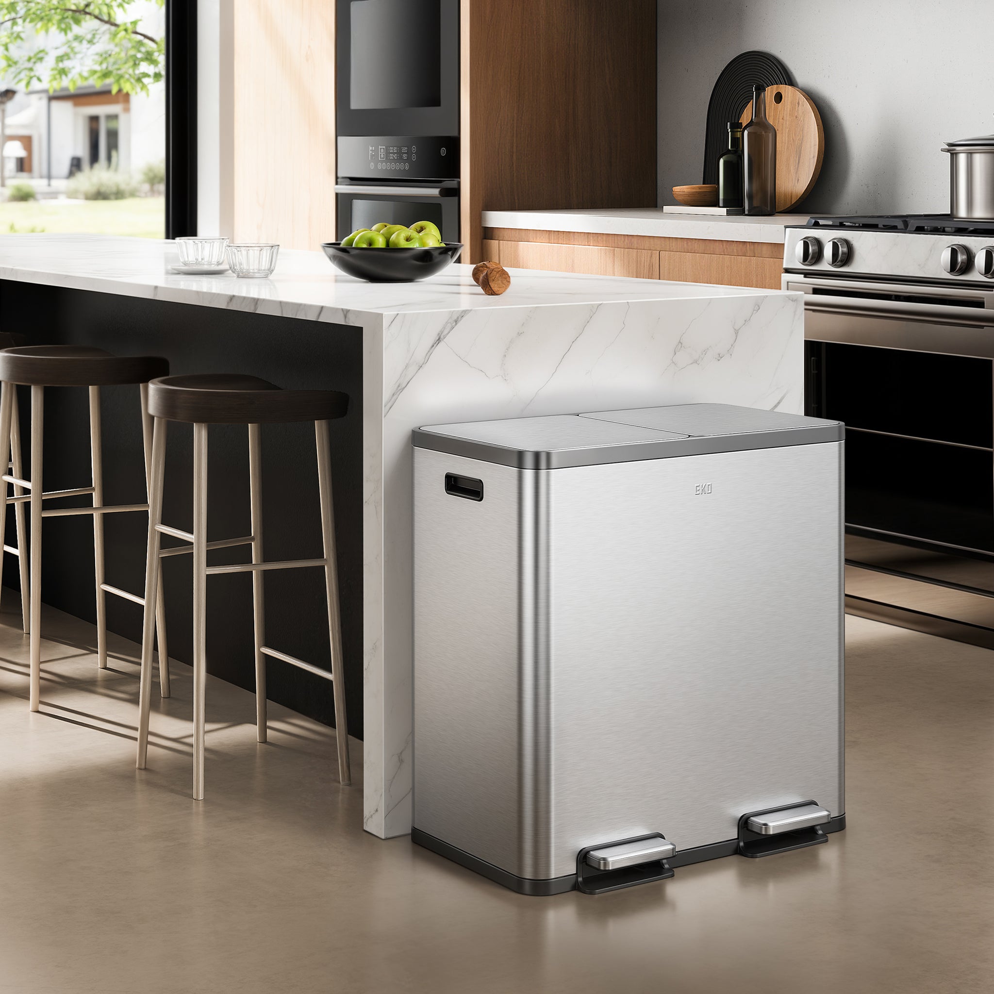 EcoCasa Plus 2 x 10.6 Gal Dual Recycling Trash Can for Kitchen