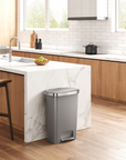 Hana Select 13.2 Gallon / 50L Plastic Resin Step Kitchen Trash Can-Grey