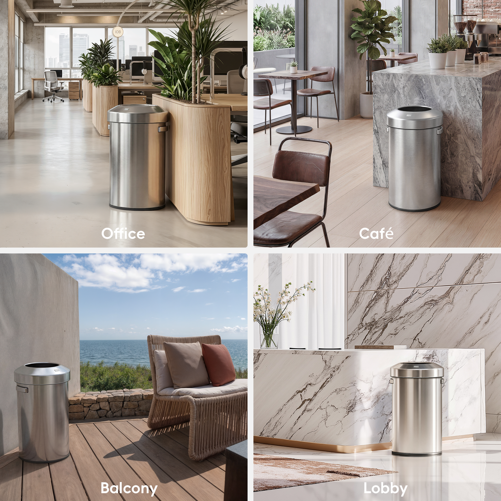 Urban Round Open Top Can Commercial Grade - 60L / 16 Gal