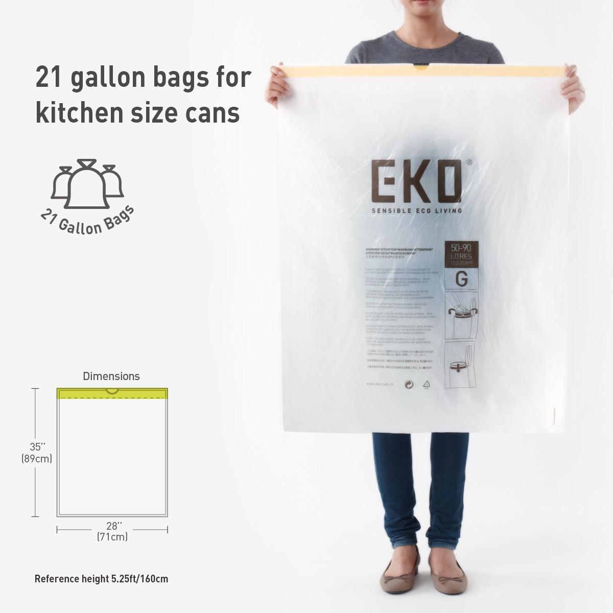Code G - 21 Gallon Easy-Dispense Roll Trash Bag - 60 Count (80L)