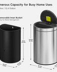 Mirage Semi-Round 47 Liter / 12.4 Gallon Motion Sensor Trash Can - Matte Stainless Steel