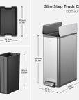 X-Wing 50L / 13.2 Gallon Slim Step Trash Can with Dual Wing Lid