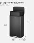 Marina  50 Liter / 13 Gallon Matte Black Step Trash Can